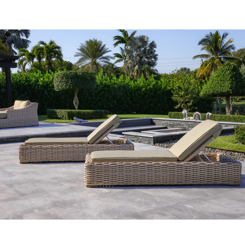 OUTSY Anna 79 X 31.5 Inch Outdoor Wicker Aluminum Frame Sun Lounger in White and Grey