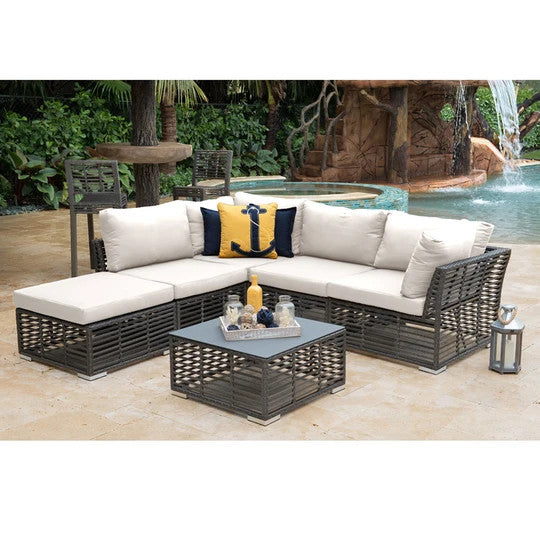 Panama Jack Graphite 6 PC Sectional with Cushions