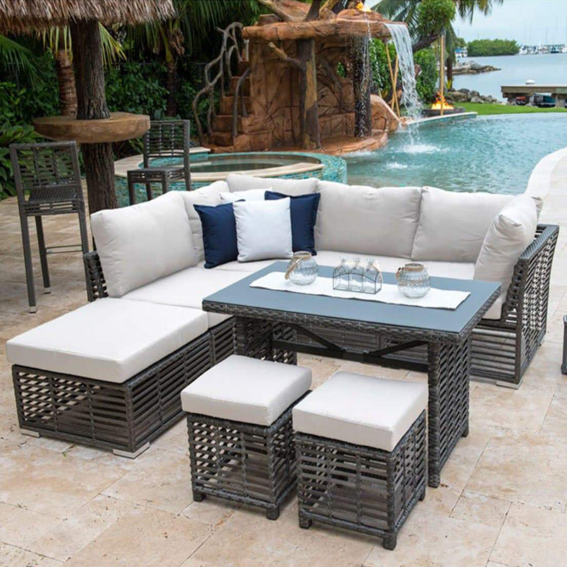 Panama Jack Graphite Aluminum Outdoor Modular Corner Chair with Cushion