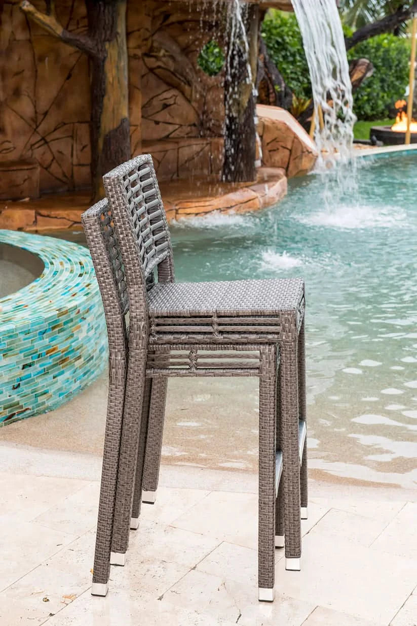 Panama Jack Graphite Aluminum Outdoor Stackable Bar Stool (Set of 2)