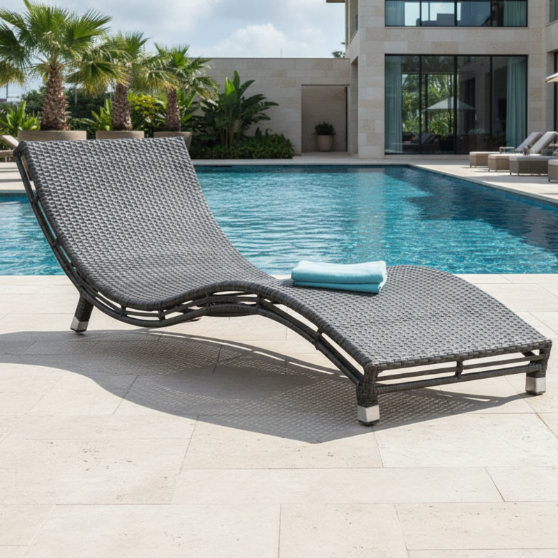 Panama Jack Graphite Aluminum Outdoor Curve Chaise Lounge