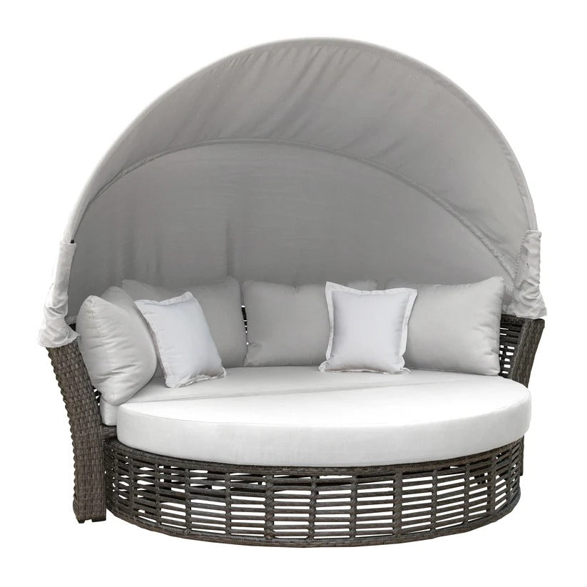 Panama Jack Graphite Wicker Aluminum Outdoor Canopy Daybed with Cushions