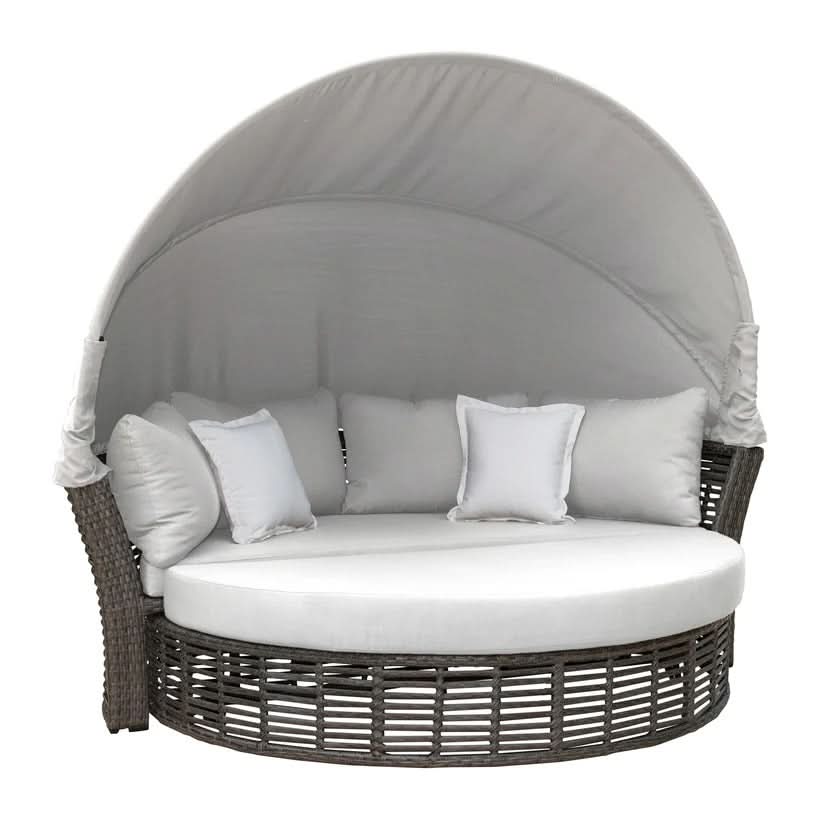 Panama Jack Graphite Wicker Aluminum Outdoor Canopy Daybed with Cushions