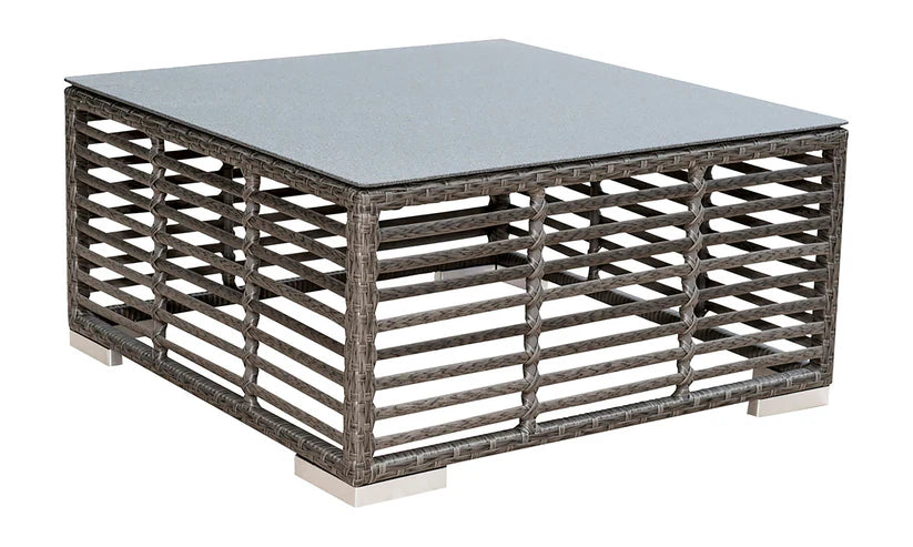Panama Jack Graphite Aluminum Outdoor Square Coffee Table with Glass