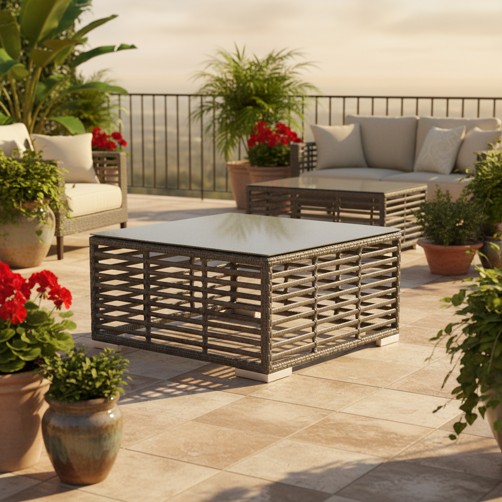 Panama Jack Graphite Square Coffee Table with Glass