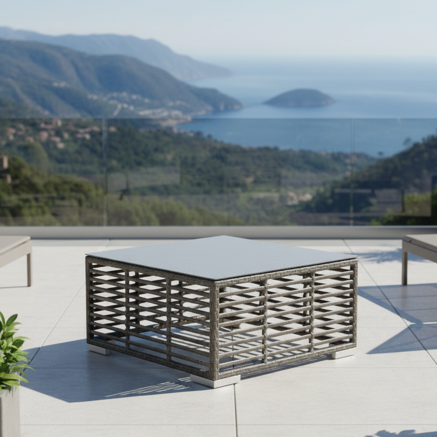 Panama Jack Graphite Square Coffee Table with Glass