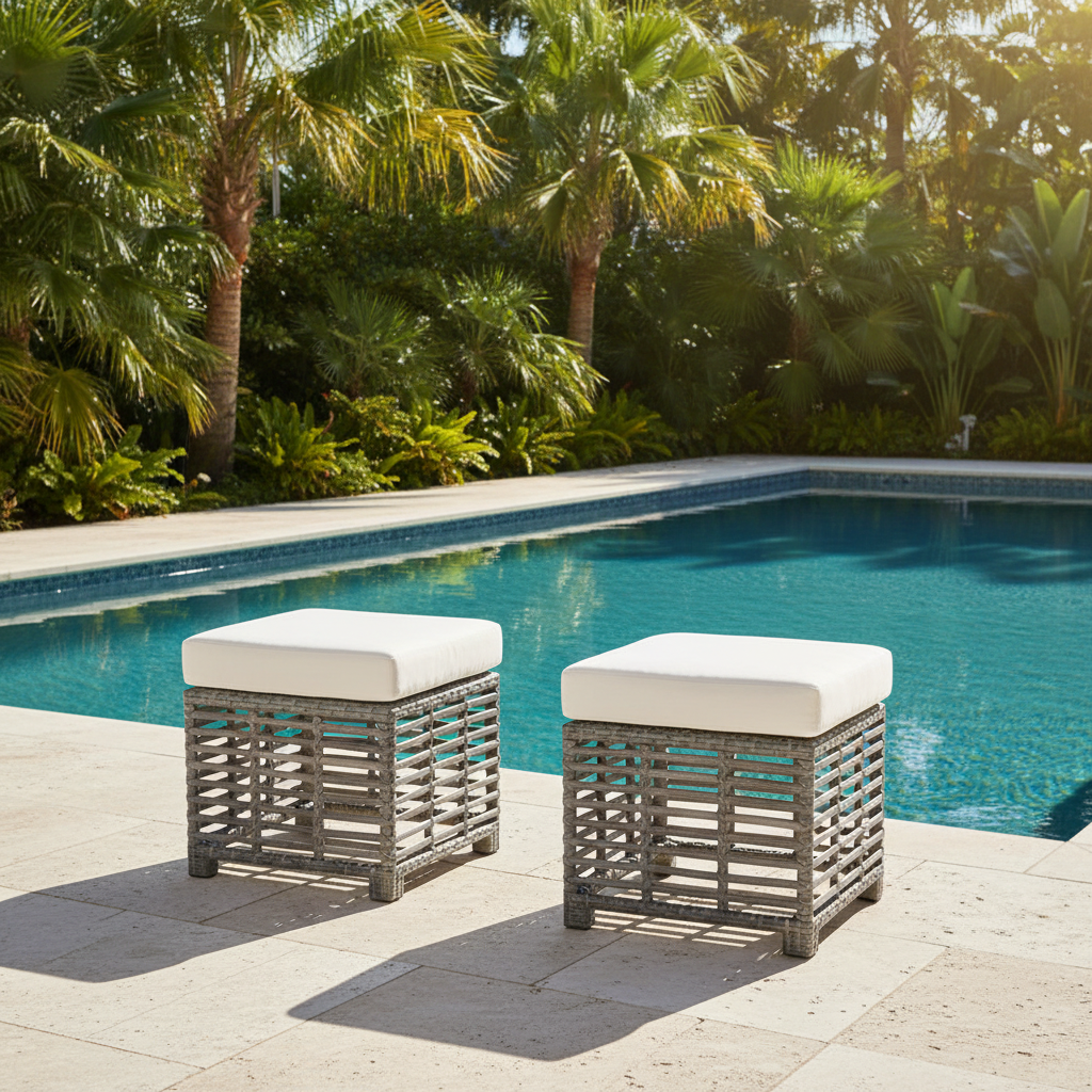 Panama Jack Graphite Aluminum Outdoor Ottoman Set with Cushions - 2 Piece
