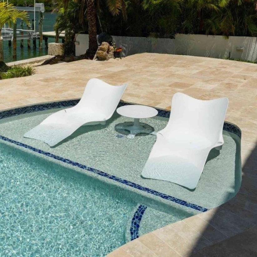 Panama Jack Wave Outdoor (HDPE) In-Pool Chaise Lounger With End Table (Set of 2)