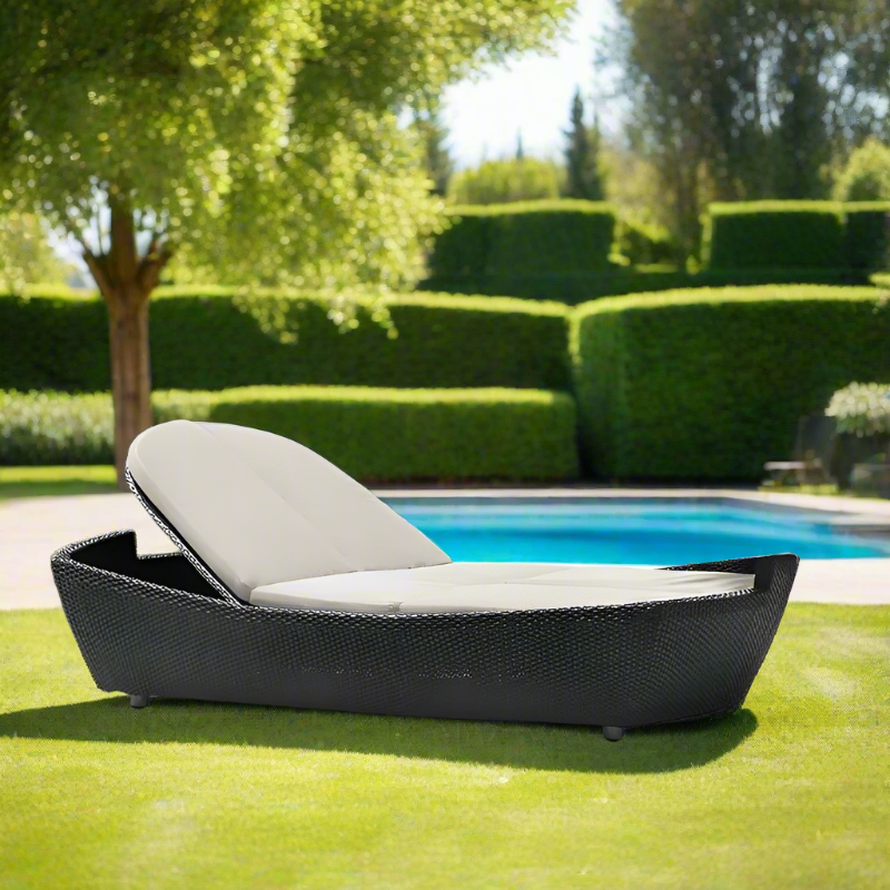 Panama Jack Onyx Double Folding Chaise Lounger with Cushions