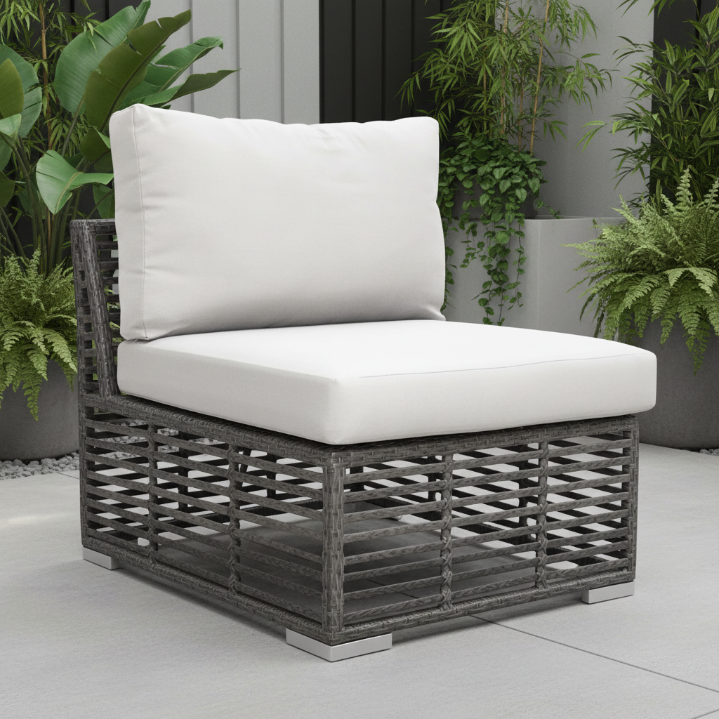 Panama Jack Graphite Aluminum Outdoor Modular Armless Chair with Cushion