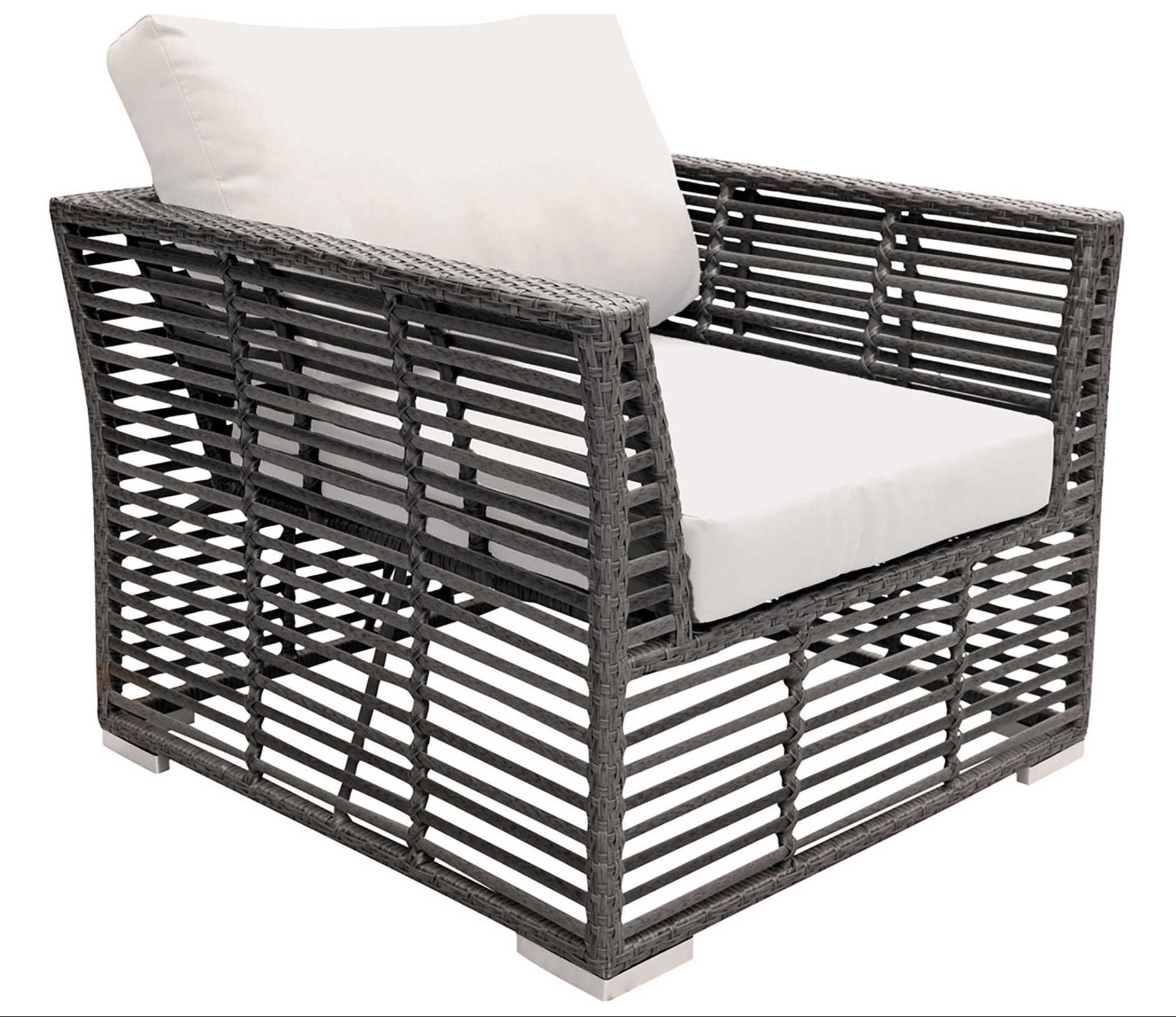 Panama Jack Graphite Aluminum Outdoor Lounge Chair with Cushions