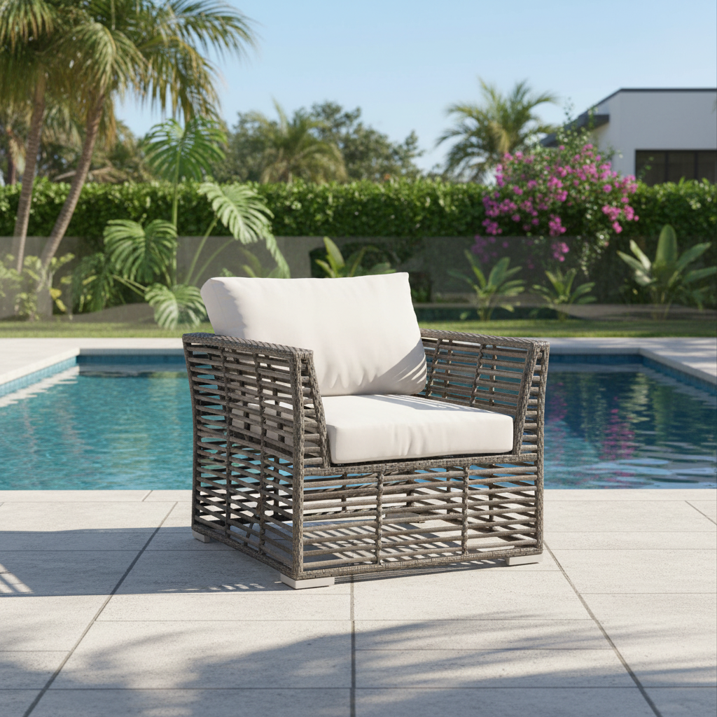 Panama Jack Graphite Aluminum Outdoor Lounge Chair with Cushions
