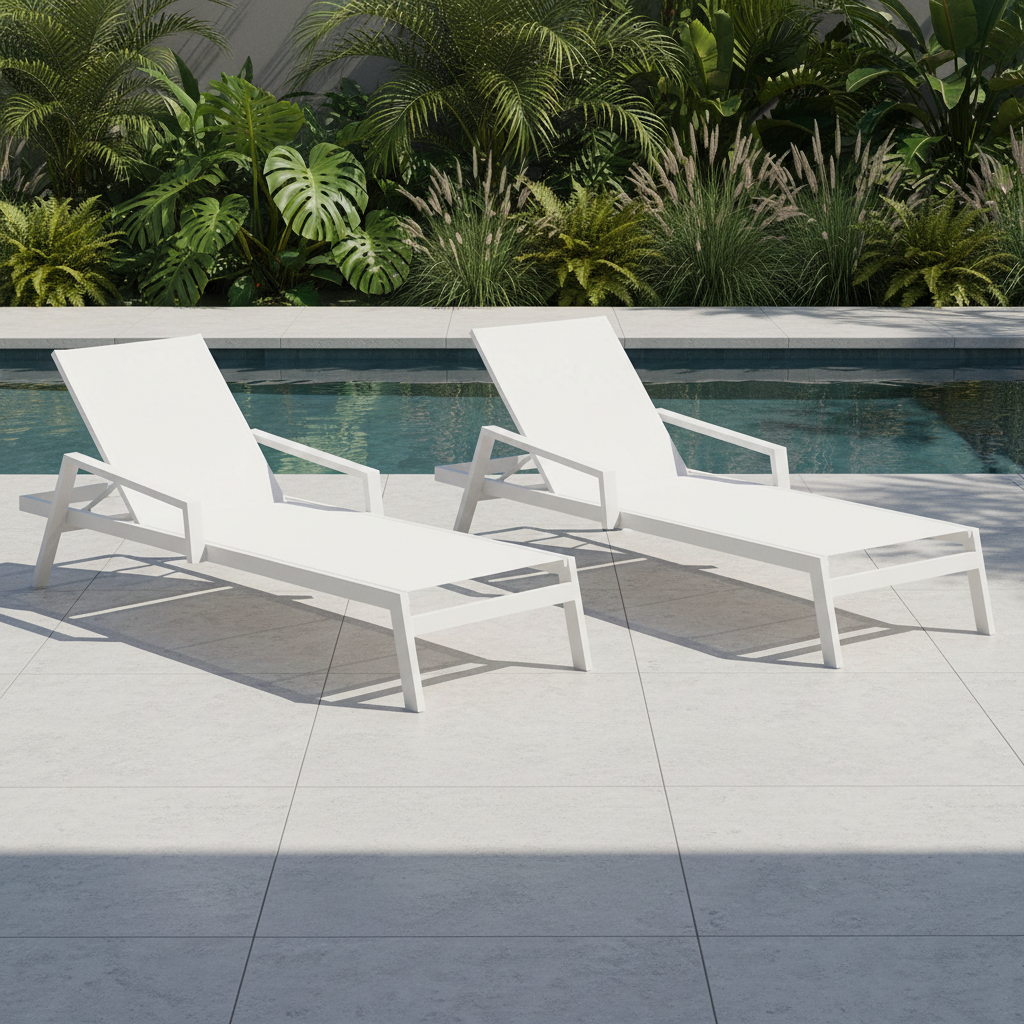 Panama Jack Mykonos Outdoor Aluminum 2-Person Chaise Lounge Set