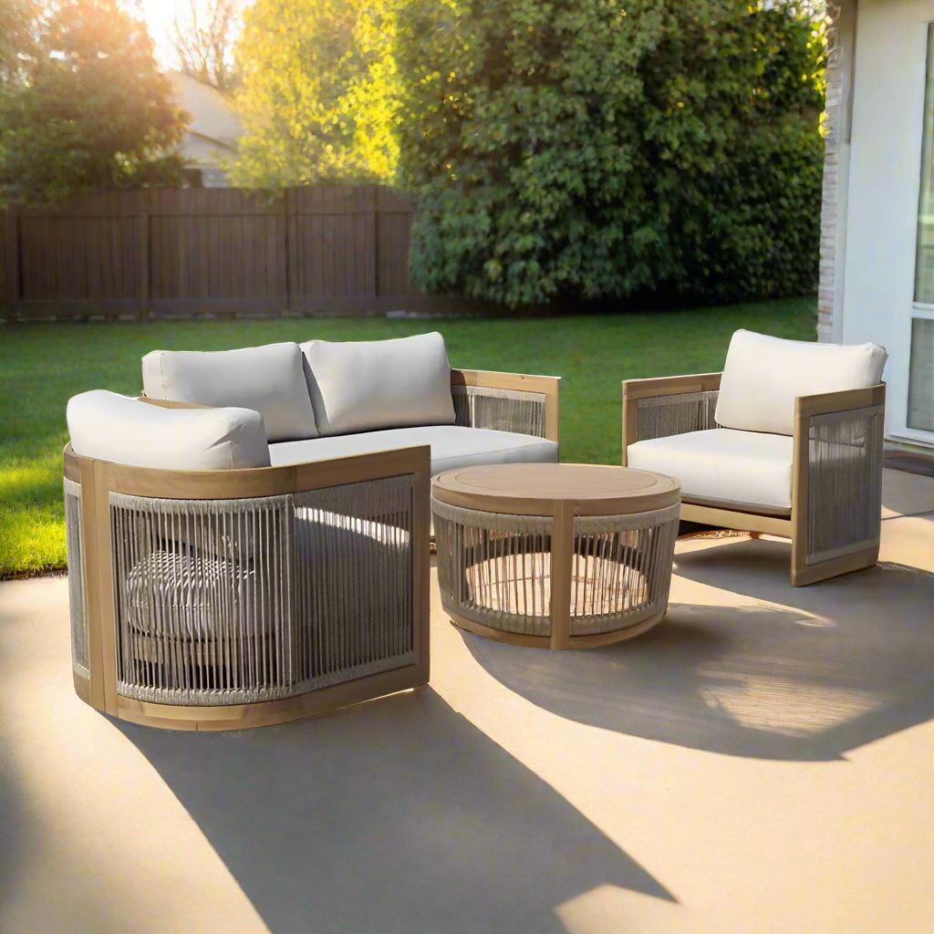 Hospitality Rattan Compass Cay 4-Piece Loveseat Set