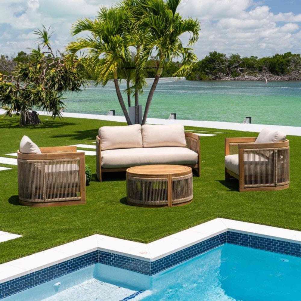 Hospitality Rattan Compass Cay 4-Piece Loveseat Set