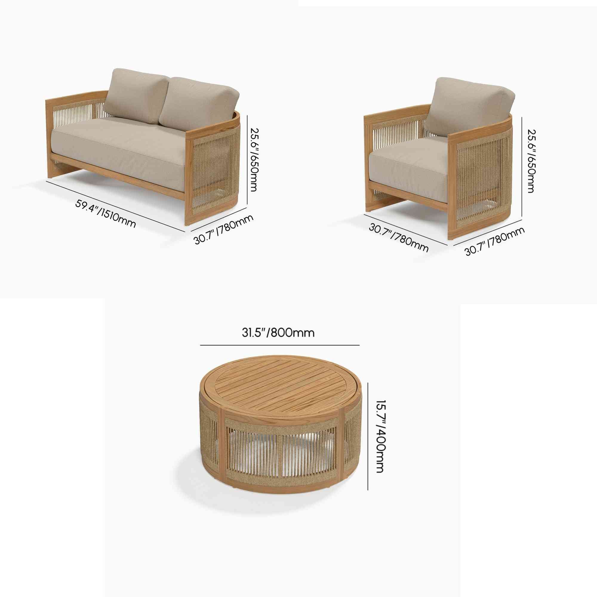 Hospitality Rattan Compass Cay 4-Piece Loveseat Set