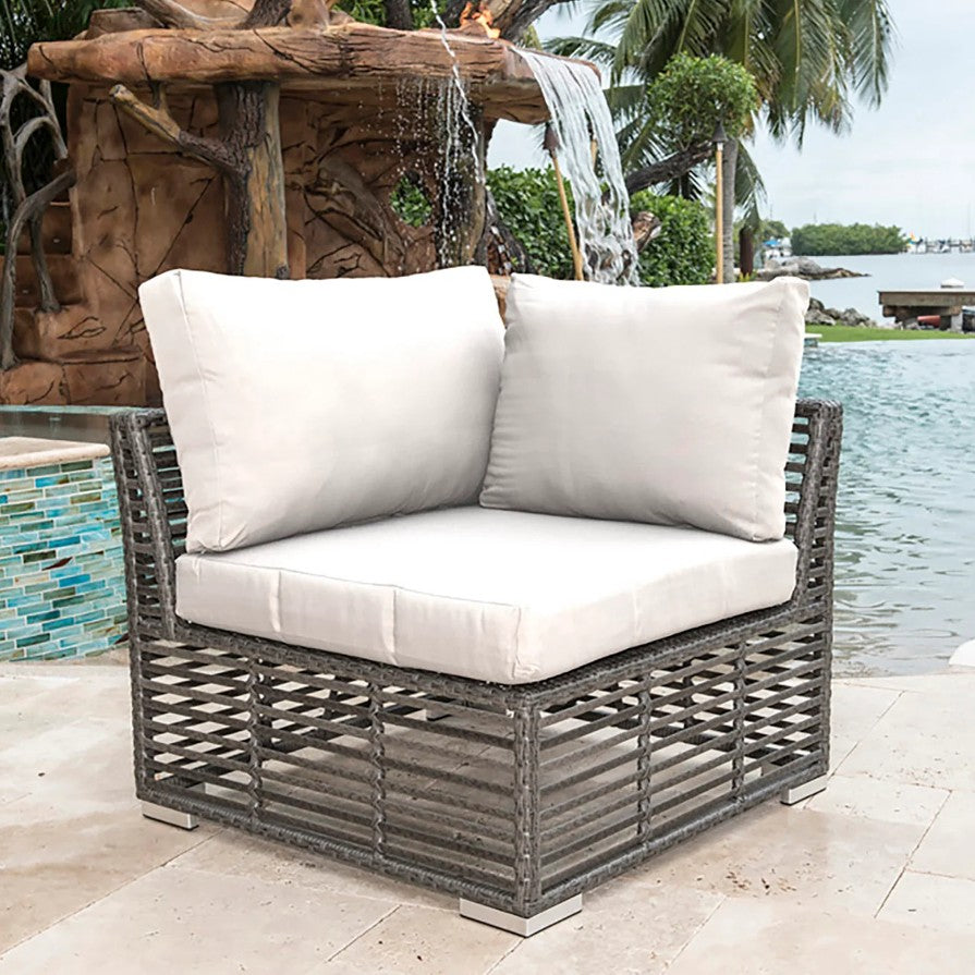 Panama Jack Graphite Aluminum Outdoor Modular Corner Chair with Cushion