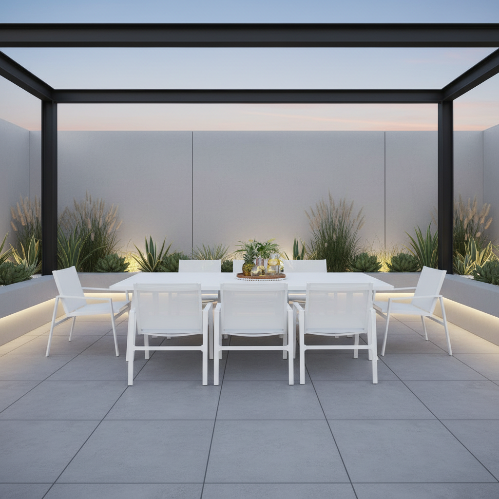 Panama Jack Mykonos Aluminum Outdoor 8-Person Rectangular Dining Set