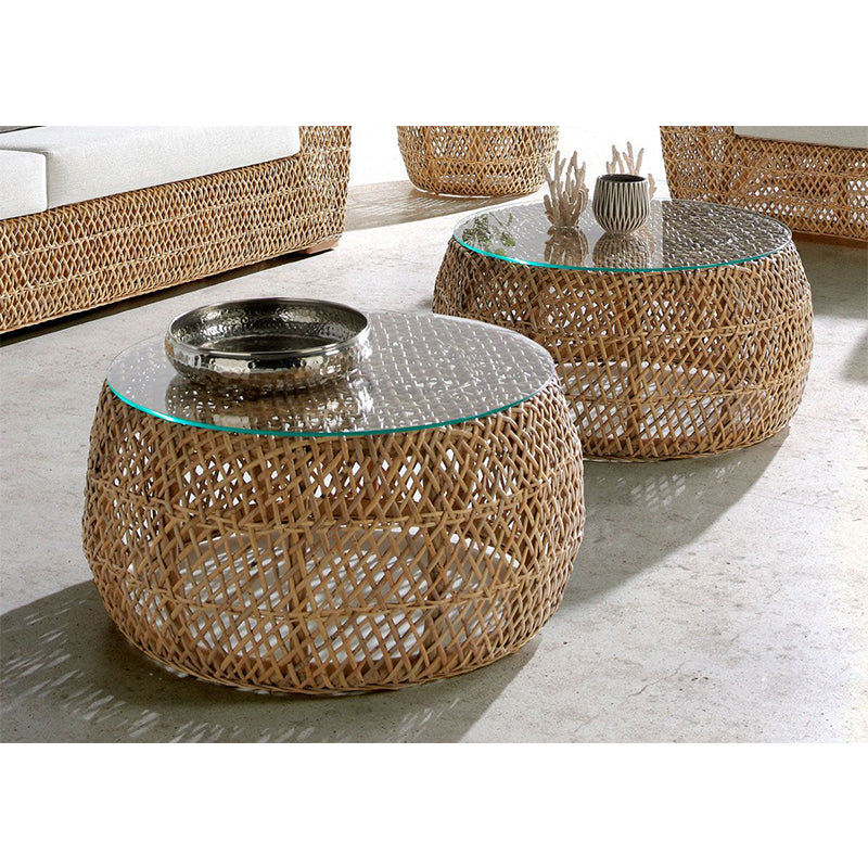 Panama Jack Sumatra Outdoor Wicker Coffee Table with Glass
