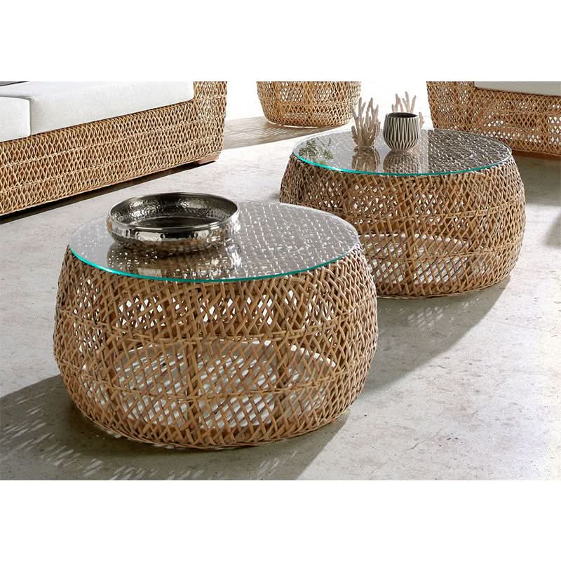 Panama Jack Sumatra Outdoor Wicker Coffee Table with Glass