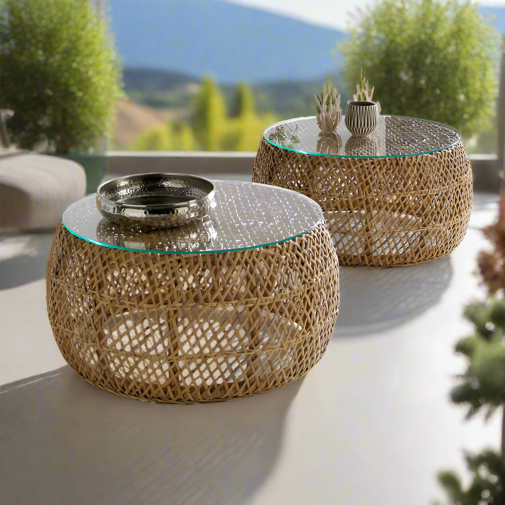 Panama Jack Sumatra Outdoor Wicker Coffee Table with Glass