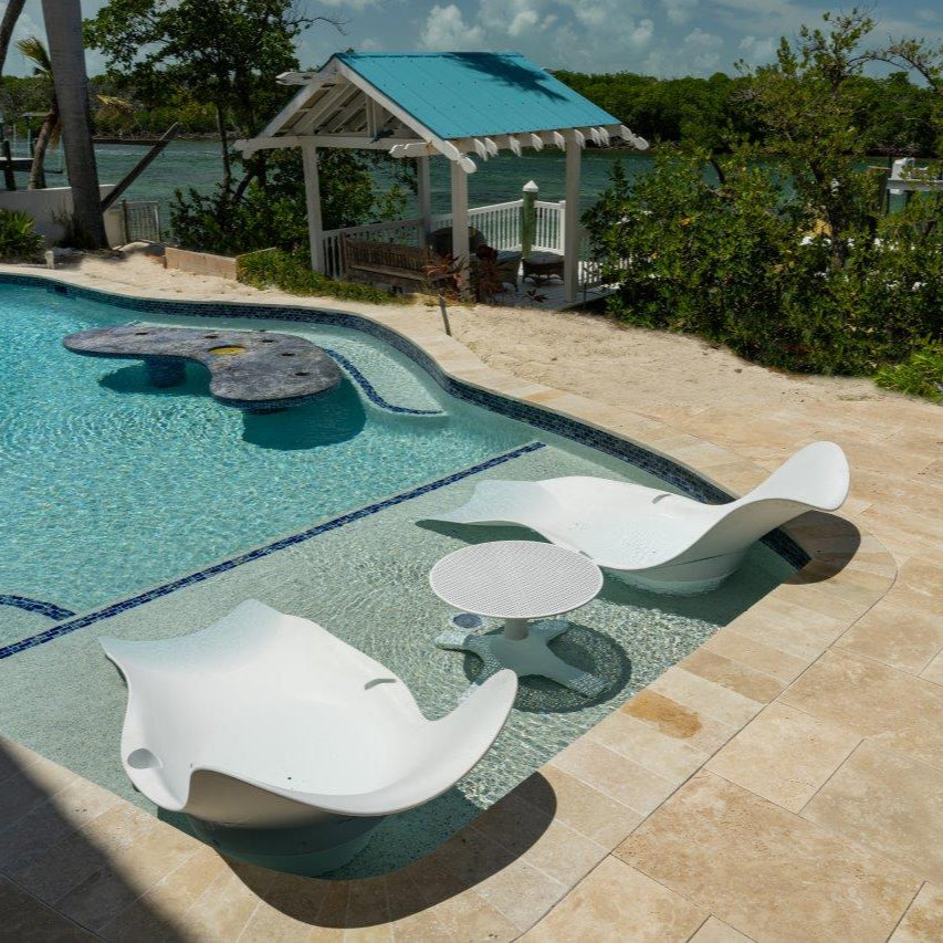 Panama Jack Wave In-Pool Chaise Lounger With End Table (Set of 2)