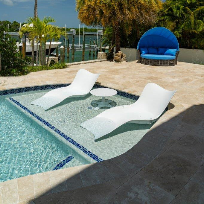 Panama Jack Wave In-Pool Chaise Lounger With End Table (Set of 2)