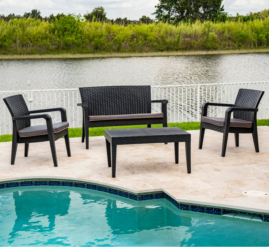 Rainbow Outdoor Alaska Polypropylene 4-Person Lounge Set With Cushions in Anthracite