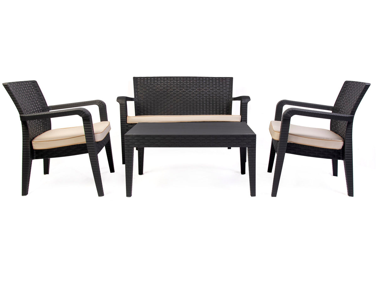 Rainbow Outdoor Alaska 4-Piece Lounge Set Anthracite With Cushions in Cream
