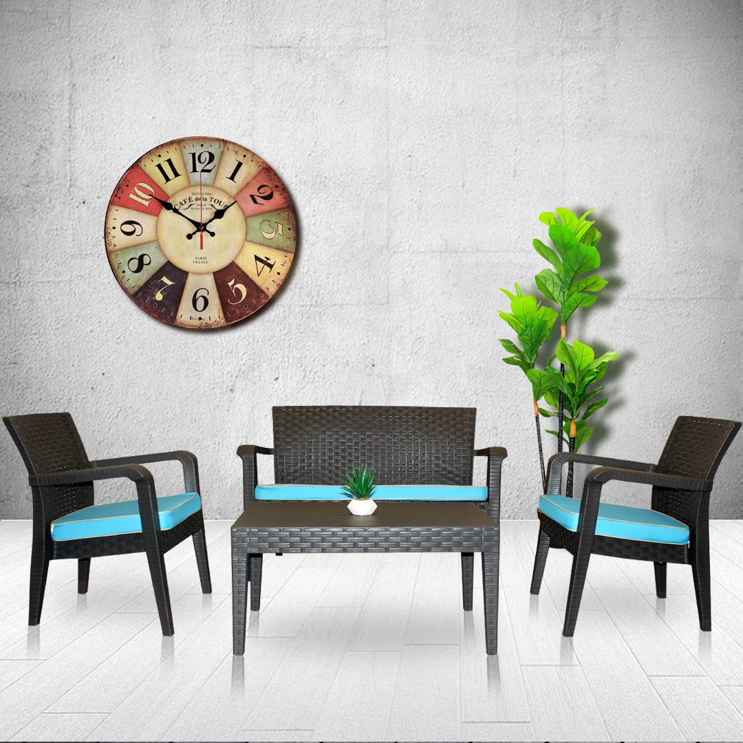 Rainbow Outdoor Alaska 4-Piece Lounge Set Anthracite With Cushions in Teal