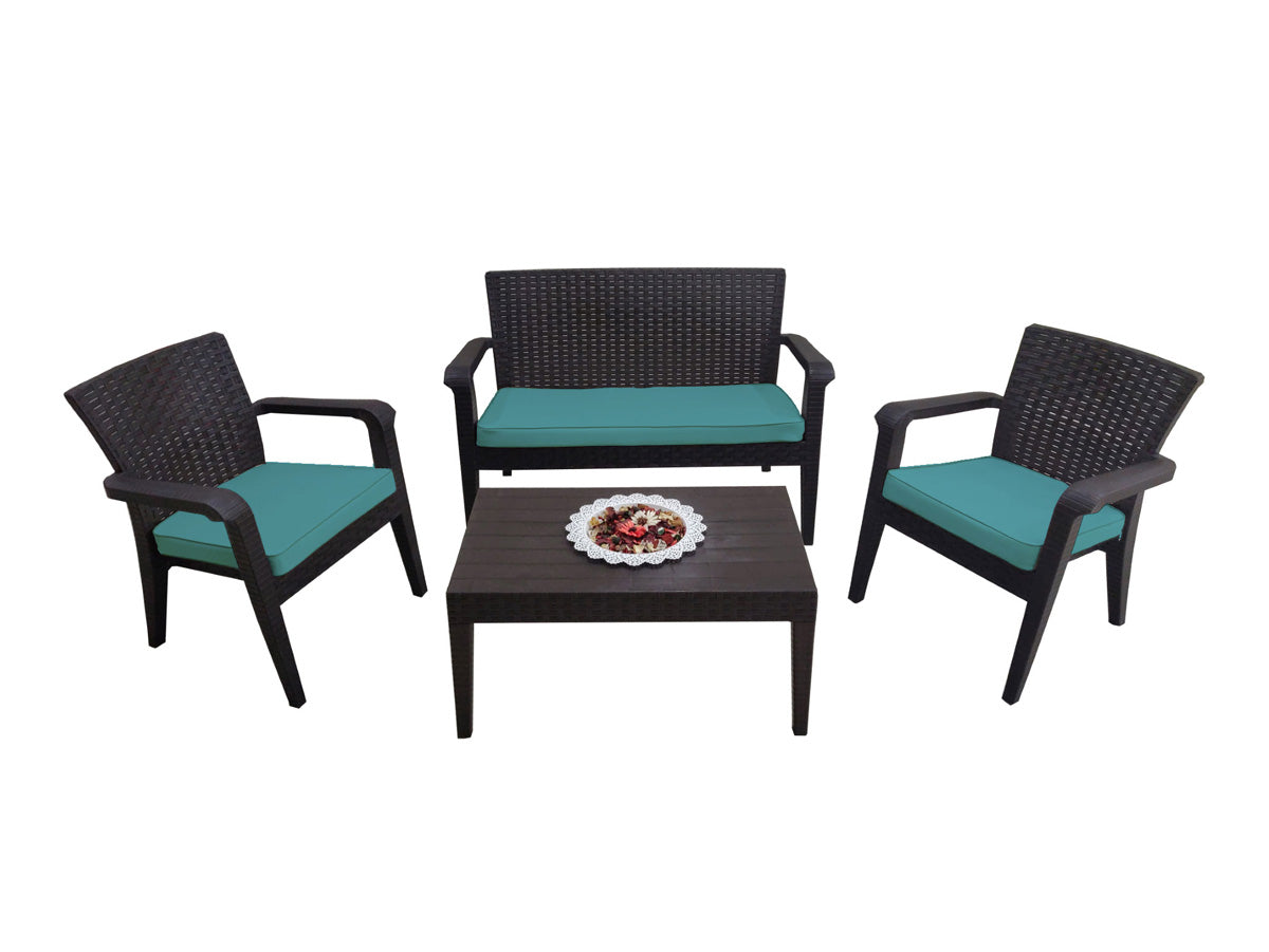 Rainbow Outdoor Alaska 4-Piece Seating Set with Cushions-Brown