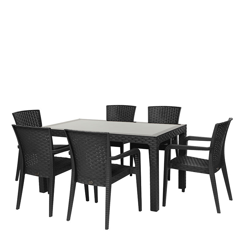 Rainbow Outdoor Alberta 7-Piece Dining Set-Brown