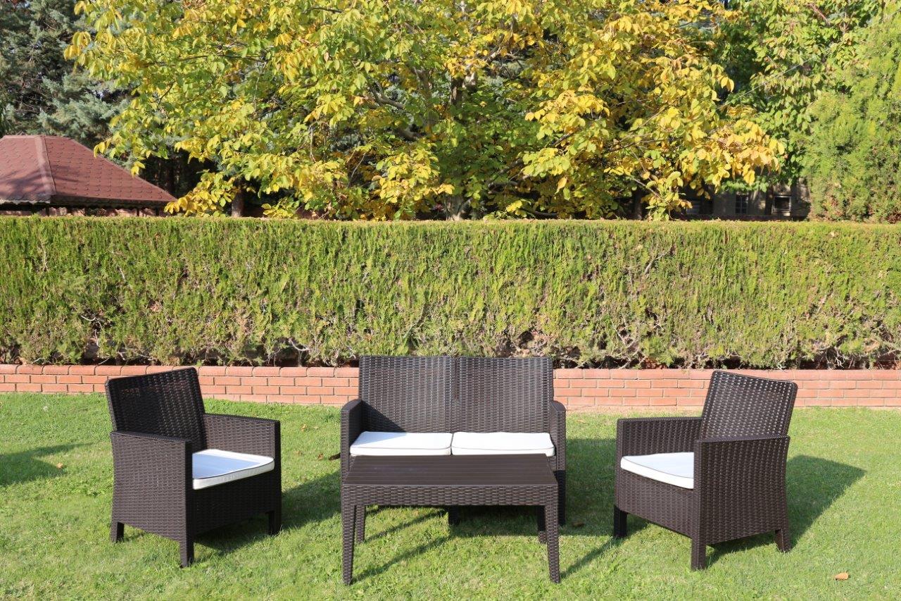 Rainbow Outdoor Nova 4-Piece Settee Set With Loveseat and Cushions-Brown