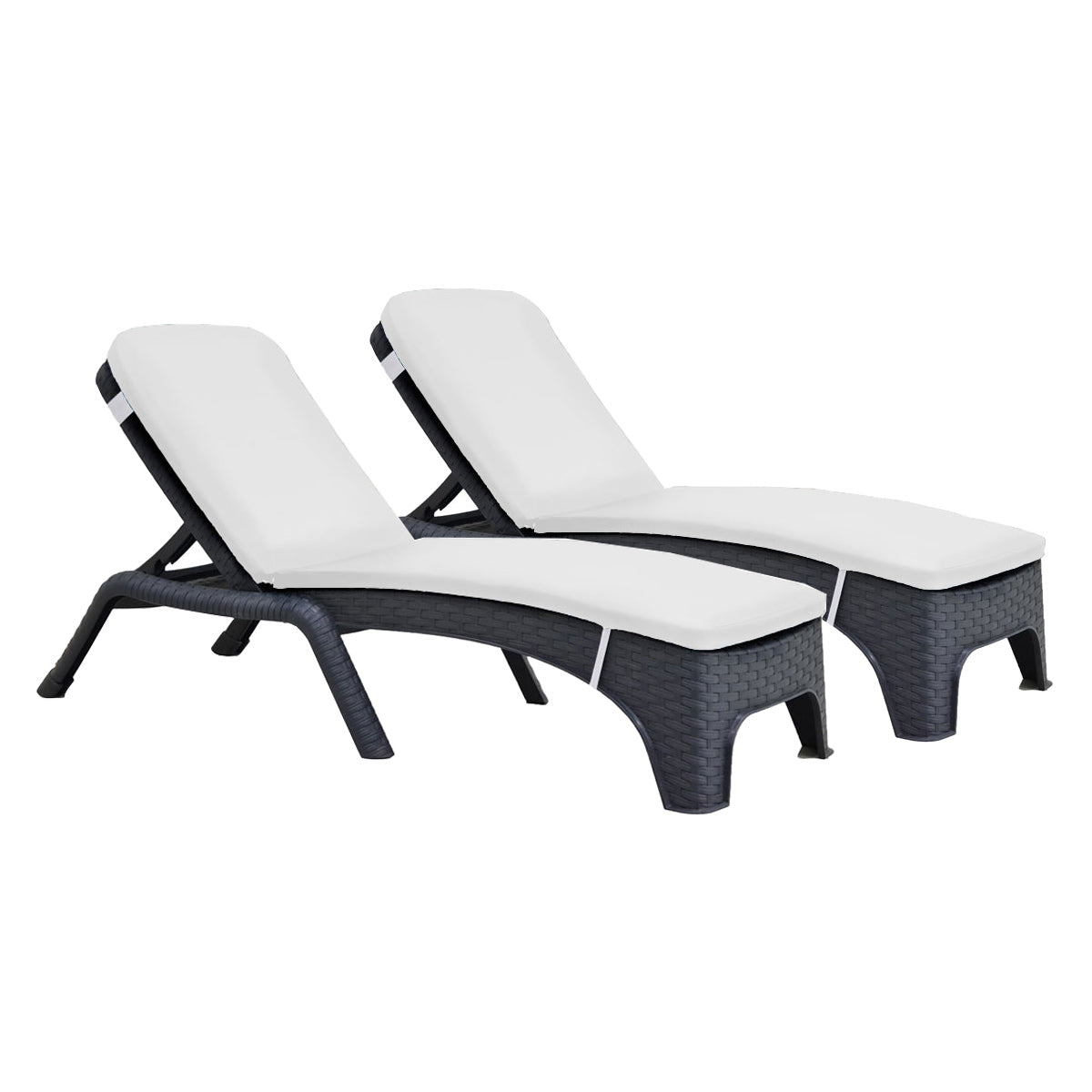 Rainbow Outdoor Roma Set of 2 Chaise Lounger-Anthracite With Cushion