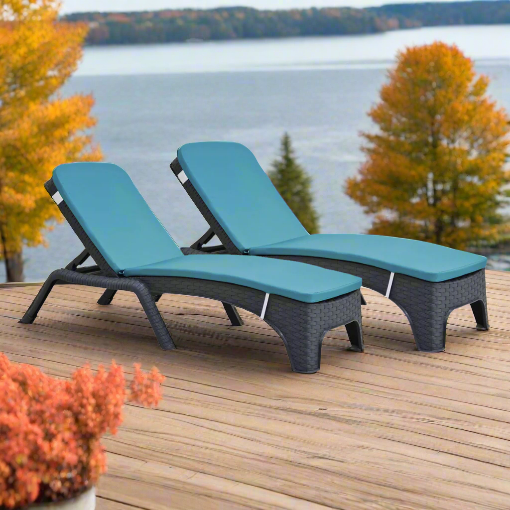 Rainbow Outdoor Roma Set of 2 Chaise Lounger-Anthracite With Cushion