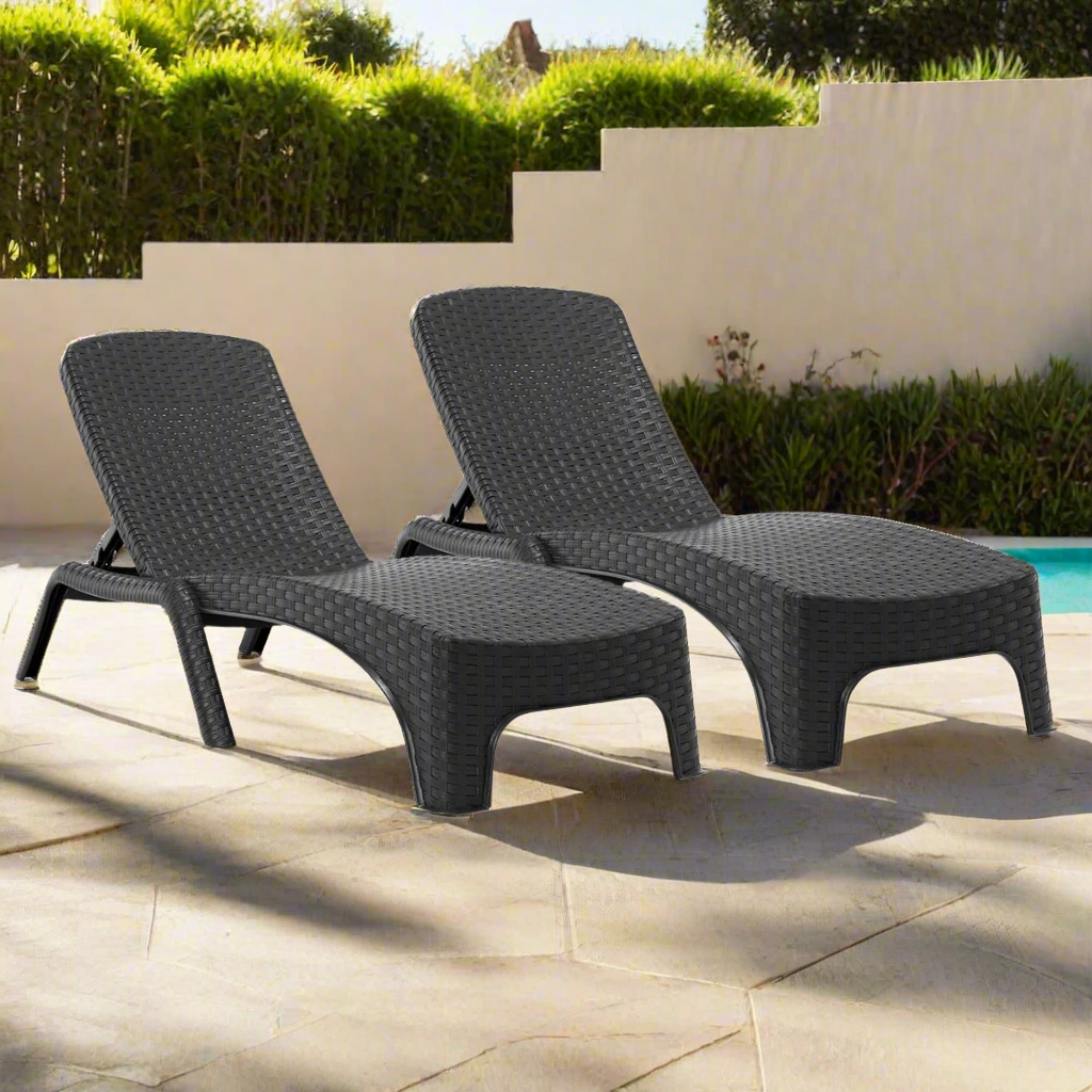 Rainbow Outdoor Roma Polypropylene Set of 2 Chaise Lounger-Anthracite