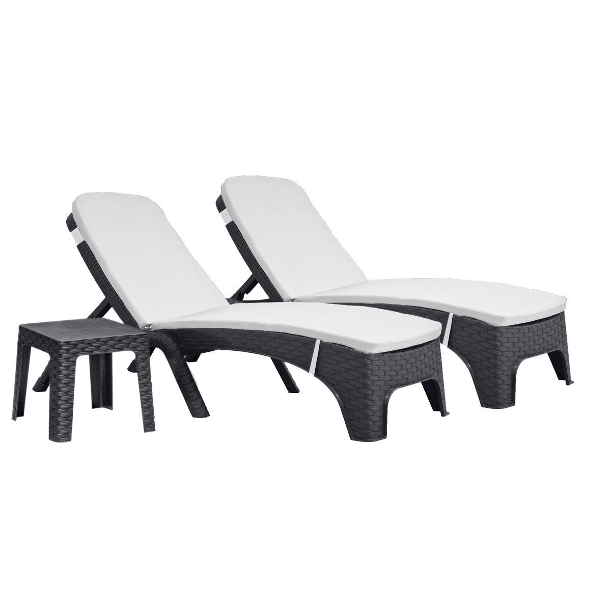 Rainbow Outdoor Roma 3-Piece Chaise Lounger Set-Anthracite with Cushion