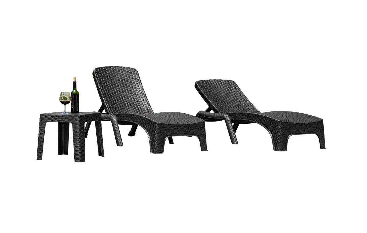 Rainbow Outdoor Roma 3-Piece Chaise Lounger Set-Anthracite