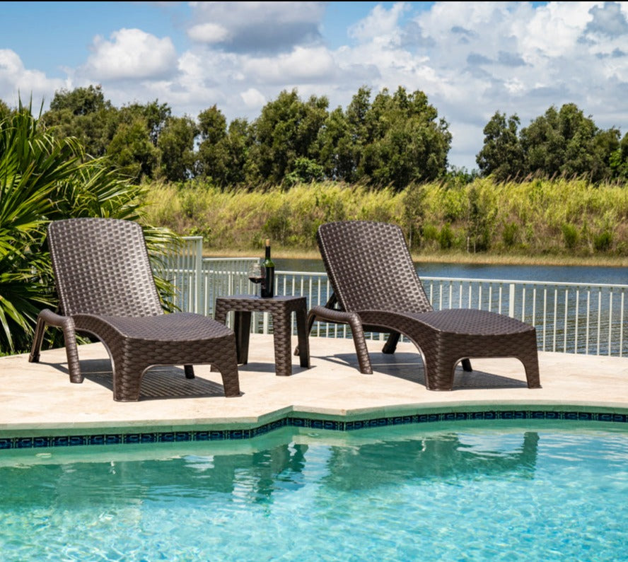 Rainbow Outdoor Roma 3-Piece Chaise Lounger Set-Brown