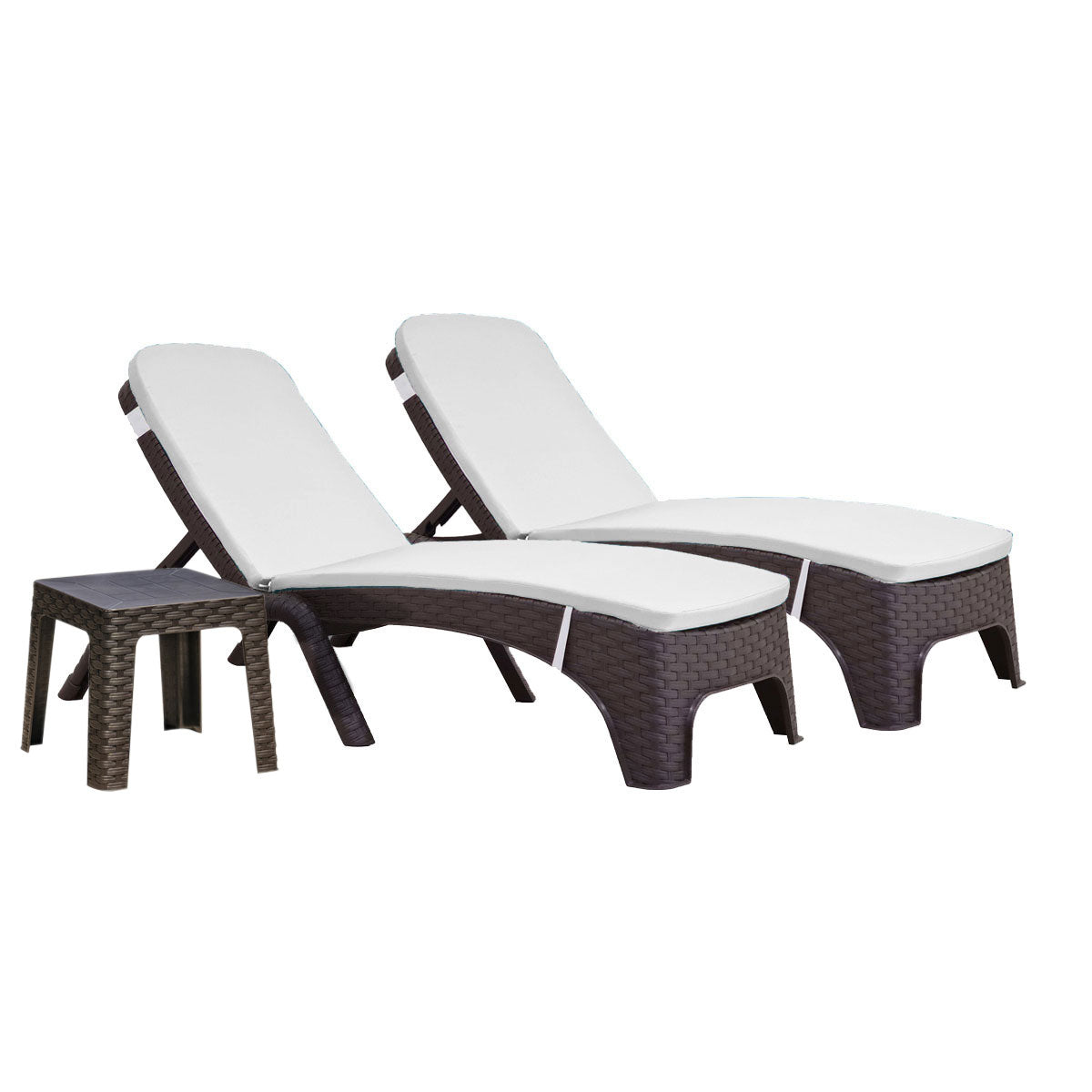 Rainbow Outdoor Roma 3-Piece Chaise Lounger Set - Brown With Cushion