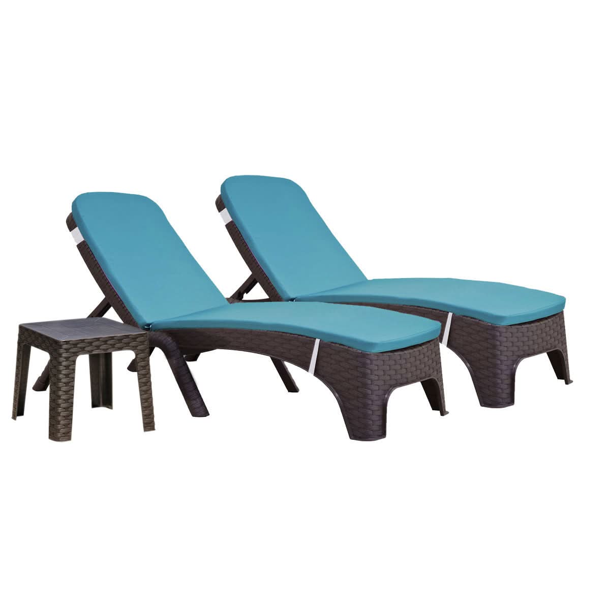 Rainbow Outdoor Roma Polypropylene 3-Piece Chaise Lounger Set - Brown With Cushion