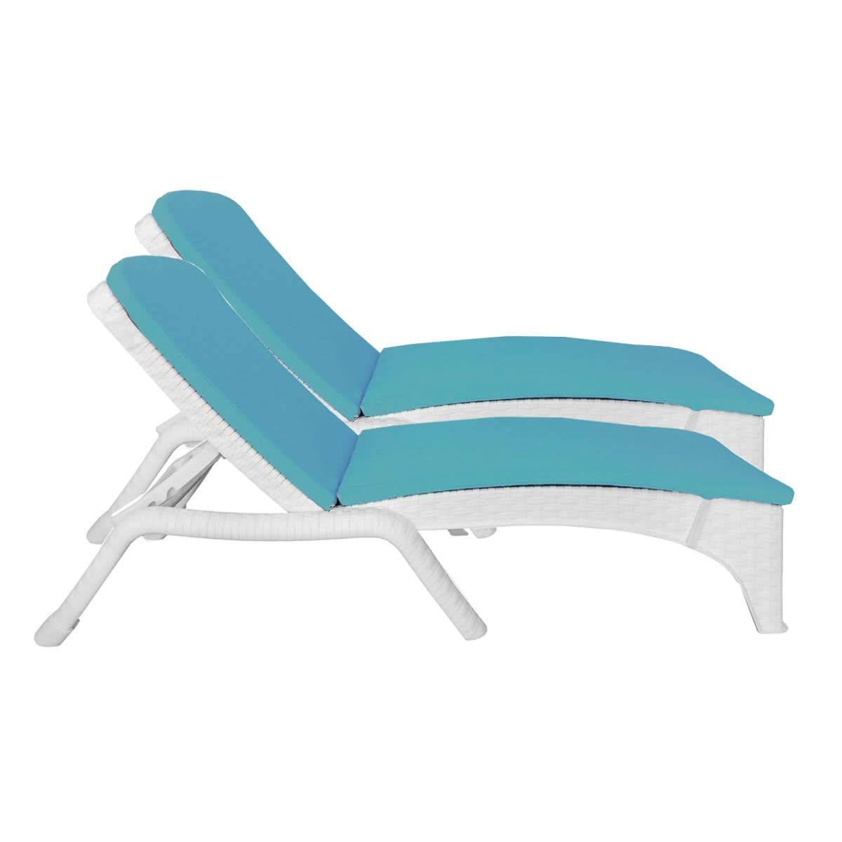 Rainbow Outdoor Roma Polypropylene Set of 2 Chaise Lounger - White With Cushion