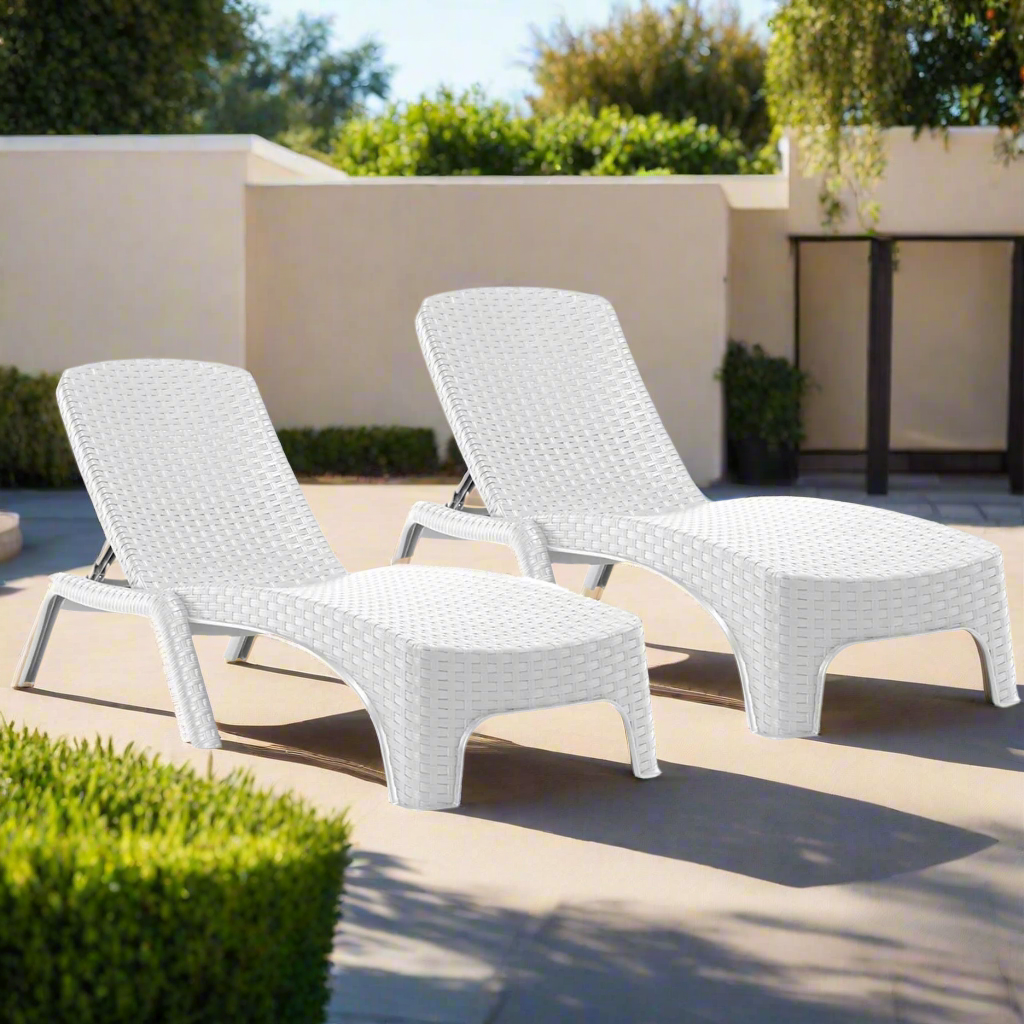 Rainbow Outdoor Roma Set of 2 Chaise Lounge-White