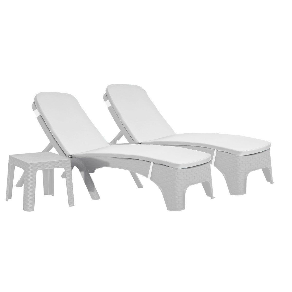 Rainbow Outdoor Roma 3-Piece Chaise Lounger Set - White With Cushion