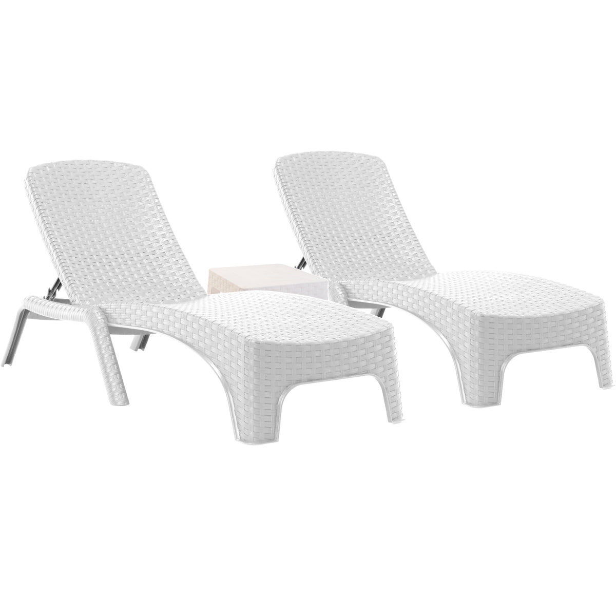 Rainbow Outdoor Roma 3-Piece Chaise Lounger Set-White