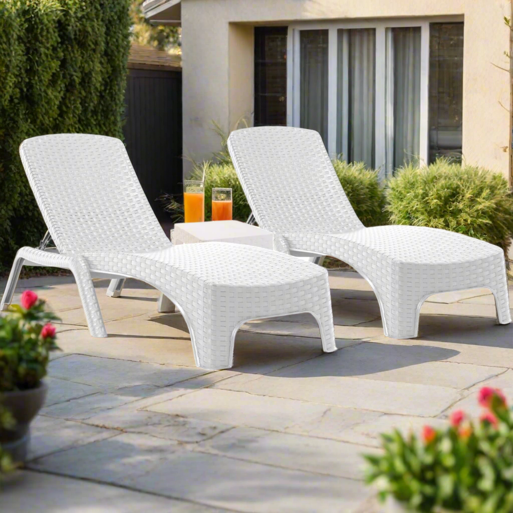 Rainbow Outdoor Roma 3-Piece Chaise Lounger Set-White