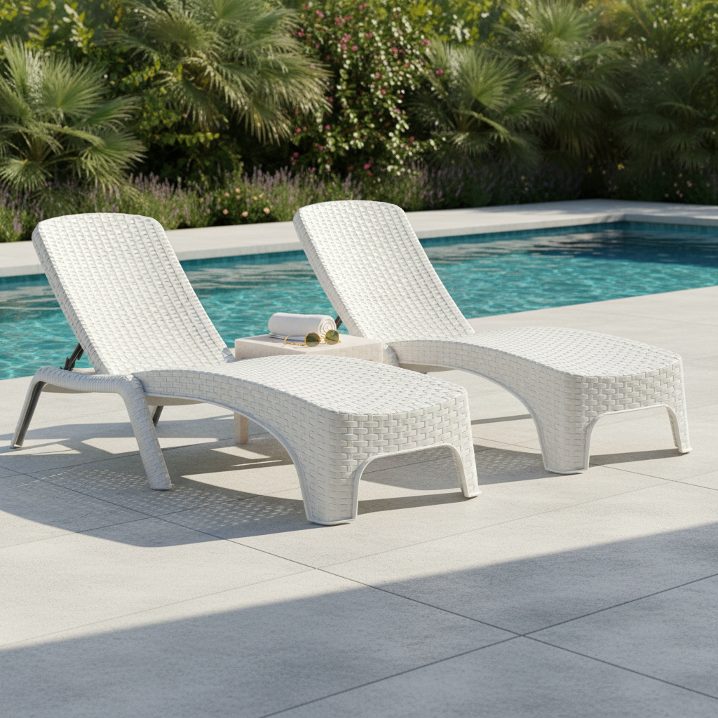 Rainbow Outdoor Roma Polypropylene 3-Piece Chaise Lounger Set-White