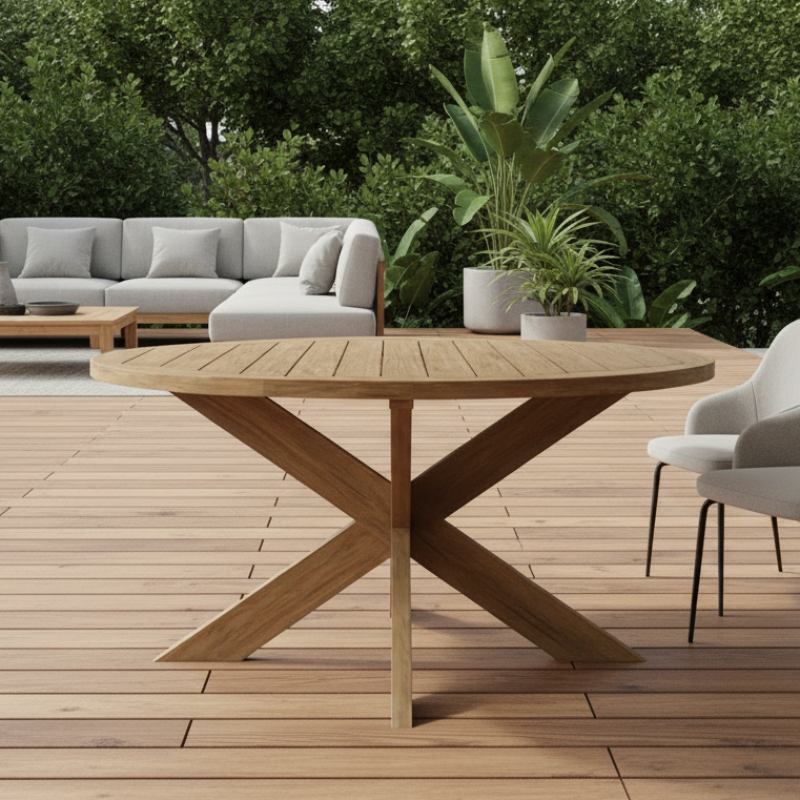 Sunset West Coastal Teak Outdoor Round Dining Table