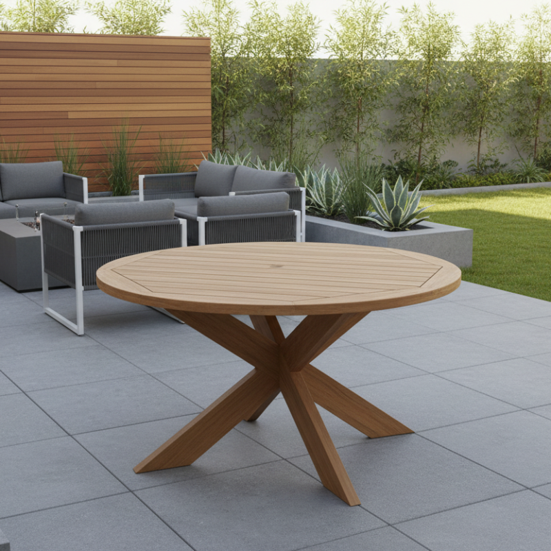 Sunset West Coastal Teak Outdoor Round Dining Table