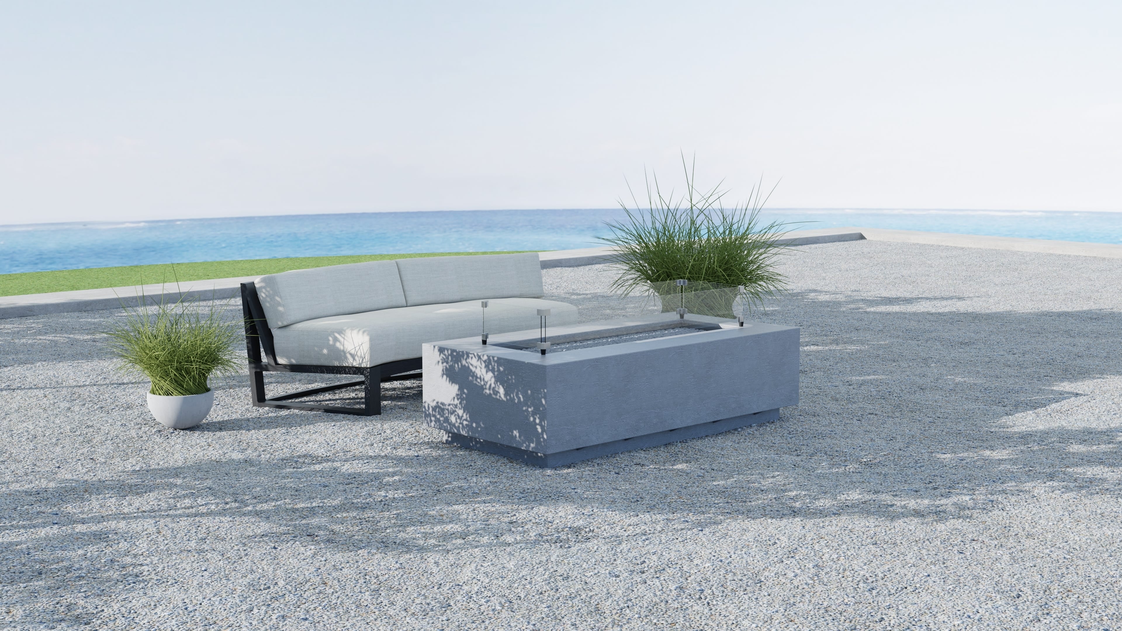 Sunset West Redondo Aluminum Outdoor Curved Sofa